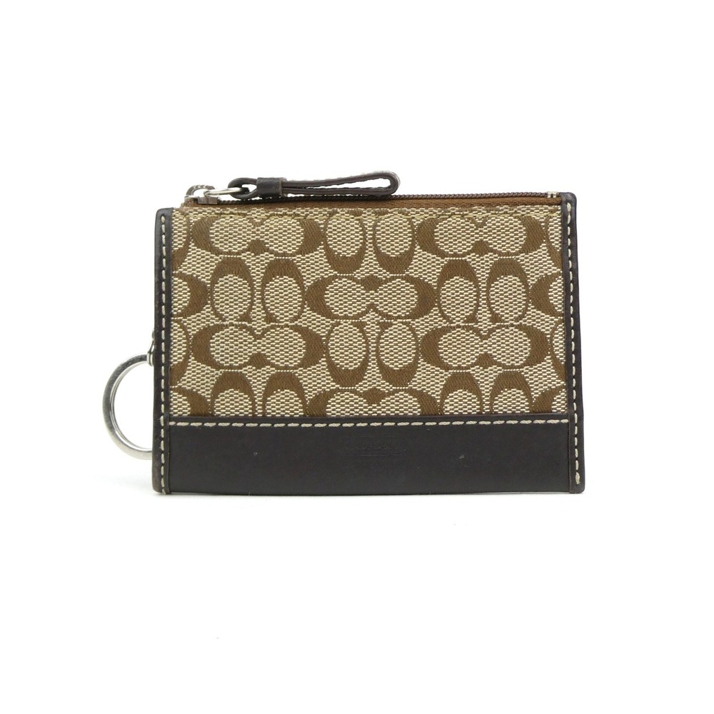 Coach Signature Khaki Brown Mini C Skinny Card Case